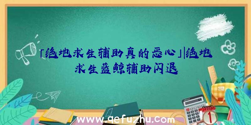 「绝地求生辅助真的恶心」|绝地求生蓝鲸辅助闪退